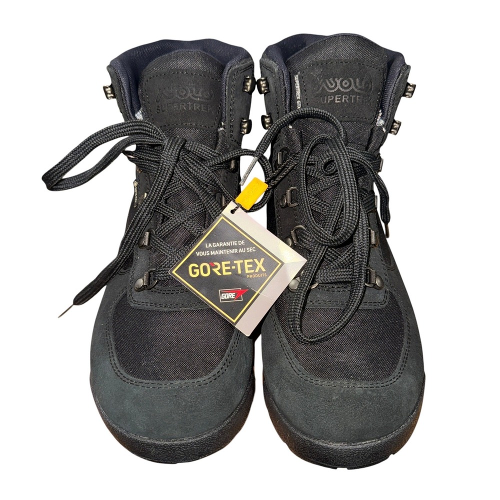 NEW ASOLO SuperTrek GTX MM Men 9 Gore-Tex WATERPROOF Petroleum Black Hiking Boot